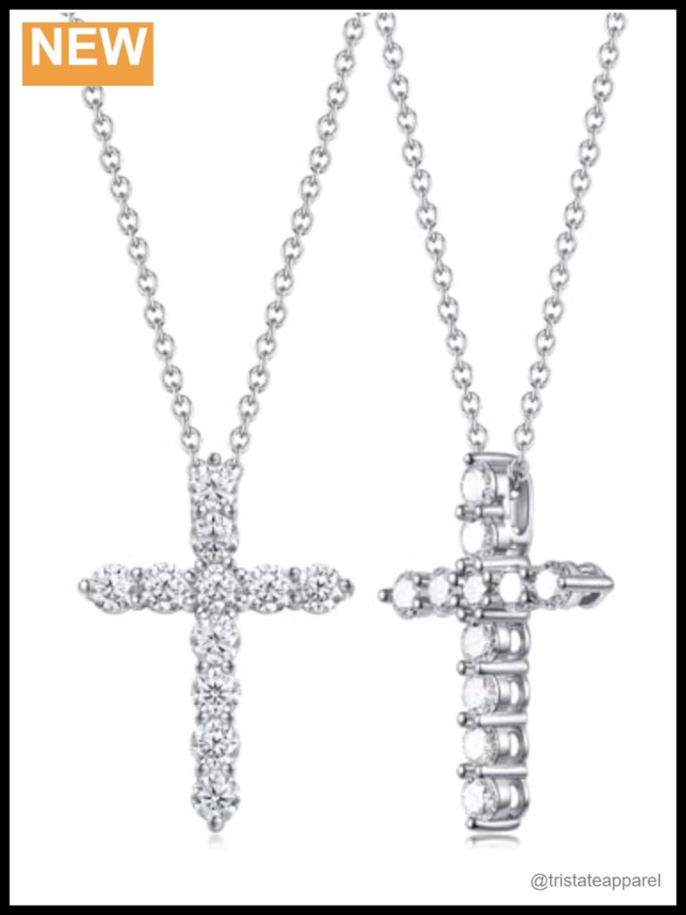 Moissanite Cross Necklace Pendant Solid 925 Sterling Silver 1.10 Carat